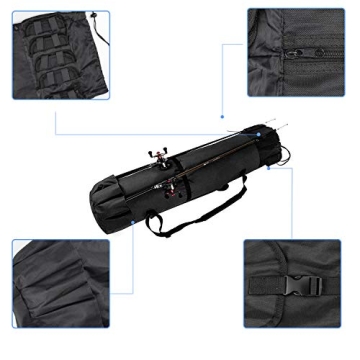 Allnice Travel Fishing Rod Organizer - Holds 5 Poles & Tackle
