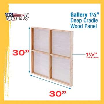 Unfinished Cradled Wood Paint Panels - 30x30 inch - U.S. Art Supply