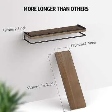 Meangood Floating Shelves Wall Mounted Set of 2, Rustic Wood Wall Storage Shelves for Bedroom,Living Room,Bathroom, Kitchen Brown