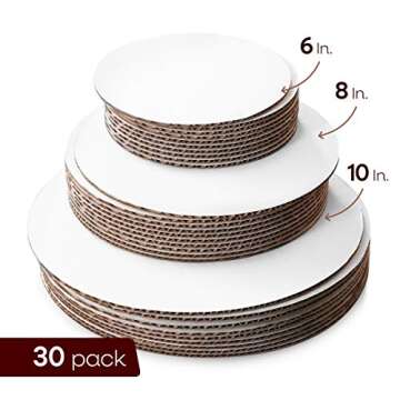 30 Pack Cake Boards - Versatile Circle Cardboard Base for Cake Decorating - Perfect for 6, 8, and 10...