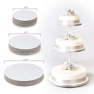 Cake Boards 30 Pack - 6, 8, 10-Inch Round Bases