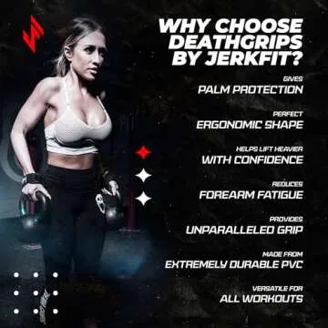 JerkFit Death Grips, Lifting Straps for Deadlifts, Pull Ups, and Heavy Shrugs, with Padded Support, Palm Protection & Increased Grip for Heavy Pull Lifts (Small)