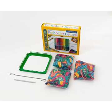Friendly Loom | 7" Traditional Potholder Loom Kit Plus | Craft 6 Cotton Potholders