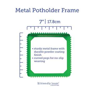 Friendly Loom | 7" Traditional Potholder Loom Kit Plus | Craft 6 Cotton Potholders