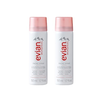 Evian Facial Spray, 1.7 oz. Travel Duo - Instantly Hydrate - Refresh Skin - Revive Makeup - TSA Comp...