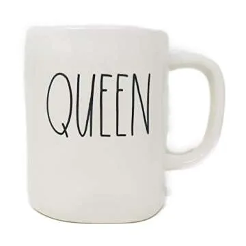 Rae Dunn QUEEN Ceramic Coffee Mug - Beautiful, Handcrafted Design for Coffee Lovers