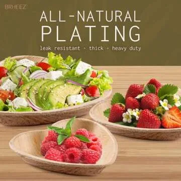 Brheez Eco-Friendly Palm Leaf Heart Shaped Plates 25 Pack