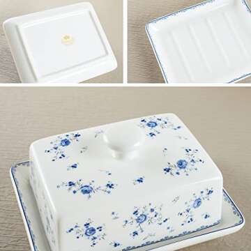 Fanquare Butter Dish with Lid - Elegant Porcelain Holder
