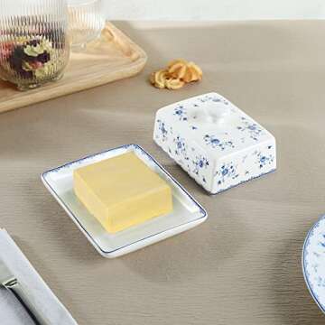 Fanquare Butter Dish with Lid - Elegant Porcelain Holder
