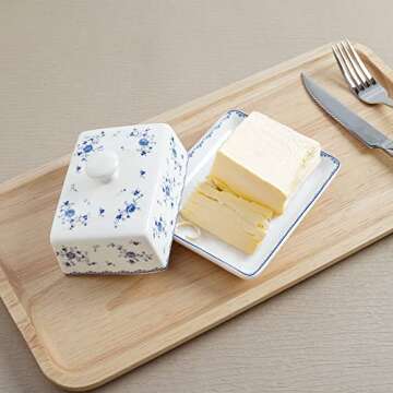 Fanquare Butter Dish with Lid - Elegant Porcelain Holder