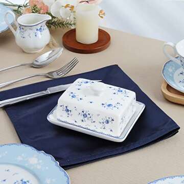 Fanquare Butter Dish with Lid - Elegant Porcelain Holder