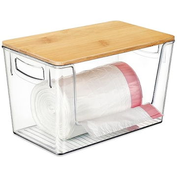 Hudgan Extra Large Trash Bag Holder with Bamboo Top
