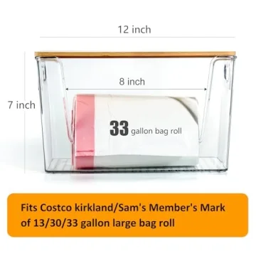 Hudgan Extra Large Trash Bag Holder with Bamboo Top