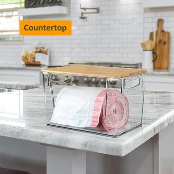 Hudgan Extra Large Trash Bag Holder with Bamboo Top