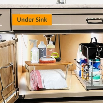 Hudgan Extra Large Trash Bag Holder with Bamboo Top