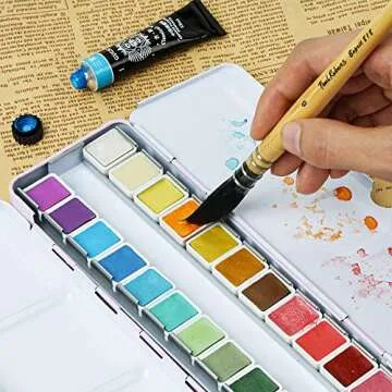 Paul Rubens Professional Watercolor Paint Brush, Size 6 Wash/Mop Round ​Squirrel Hair Paint Brush for Art Painting, Fine Detailing, Watercolor, Acrylic, Gouache, Oil