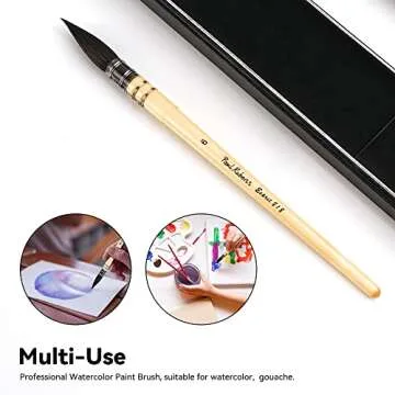 Paul Rubens Professional Watercolor Paint Brush, Size 6 Wash/Mop Round ​Squirrel Hair Paint Brush for Art Painting, Fine Detailing, Watercolor, Acrylic, Gouache, Oil