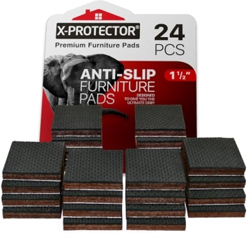 X-PROTECTOR Non Slip Furniture Pads – 24 Premium Furniture Grippers 1 1/2"! Best SelfAdhesive Rubb...