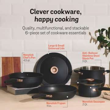 Meyer 6pc Stackable Cookware Set | Nonstick & Easy to Clean