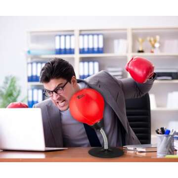 Tech Tools Stress Buster Desktop Punching Bag - Suctions to Your Desk, Heavy Duty Stress Relief Ball...