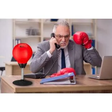 Tech Tools Stress Buster Desktop Punching Bag - Suctions to Your Desk, Heavy Duty Stress Relief Ball, Funny Office Gifts for Boss or Coworker Men and Women