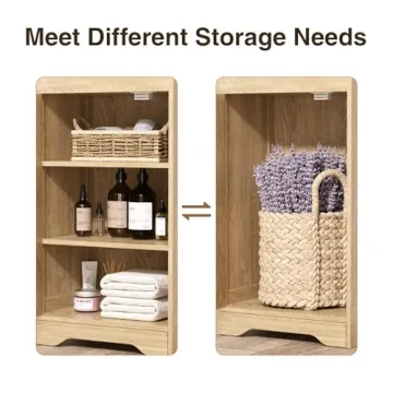 Elegant 67" Bathroom Storage Cabinet with Rattan Doors