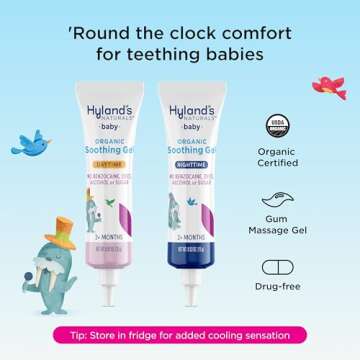 Hyland's Baby Organic Day and Night Soothing Gel Combo Pack, Cooling Gel for Oral Discomfort, Easy-t...