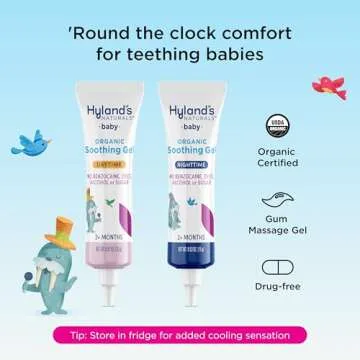 Hyland's Baby Organic Day and Night Soothing Gel Combo Pack, Cooling Gel for Oral Discomfort, Easy-t...