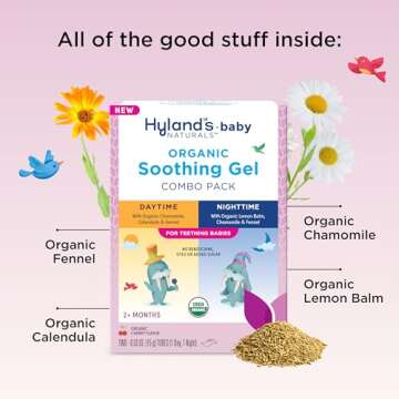 Hyland's Baby Organic Day and Night Soothing Gel Combo Pack, Cooling Gel for Oral Discomfort, Easy-to-Apply, Ages 2 Months and Up, 1.06 Ounce (2 Tubes of 0.53 oz.)