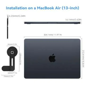 CloudValley Adjustable Laptop Stand, Magnetic Phone Holder, Aluminum Slim Computer Monitor Side Mount Clip for iPhone MagSafe Series & All Phones, Portable Foldable Computer Expansion Bracket, Black