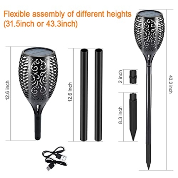 Arzerlize Solar Outdoor Light - 43" Decorative Blue Torches