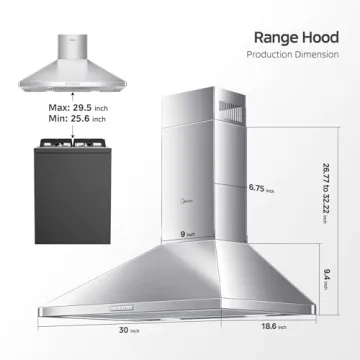 Midea 30in Wall Mount Vent Hood with 450 CFM