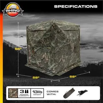 Rhino Blinds R180: Premium 3-Person Hunting Ground Blind