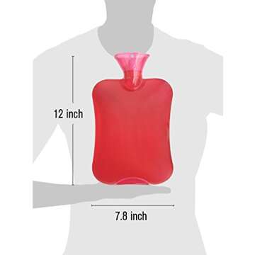 Attmu Hot Water Bottle with Cover Knitted, Transparent Hot Water Bag 2 Liter - Red