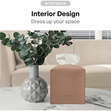 Carrotez Modern PU Leather Tissue Box Cover - Peach Pink