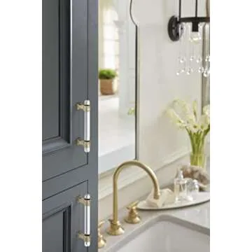 Amerock | Cabinet Pull | Clear/Golden Champagne | 3-3/4 inch (96 mm) Center to Center | Glacio | 1 P...