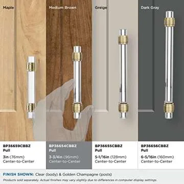 Amerock Glacio Cabinet Pull | Clear/Golden Champagne Handle