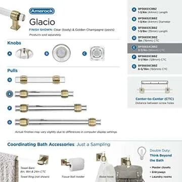 Amerock Glacio Cabinet Pull | Clear/Golden Champagne Handle