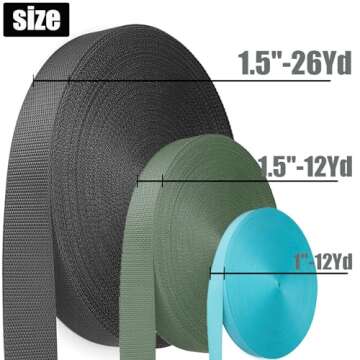 Nylon Webbing 1 Inch 1.5 Inch, Heavy Duty Nylon Webbing Strap 12 Yard, Durable Nylon Strapping for I...