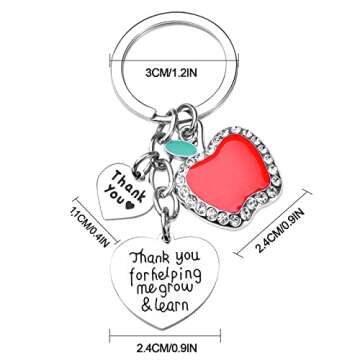 Teacher Appreciation Gifts in Bulk for Women, 2 PCS Apple Keychain for Teacher from Students, Gradua...