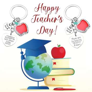 Teacher Appreciation Gifts in Bulk for Women, 2 PCS Apple Keychain for Teacher from Students, Graduation Thanksgiving Retired Gift, Valentines Day Christmas Stocking Stuffers for Professor Friend