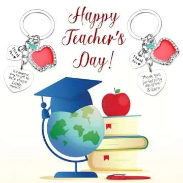 Teacher Appreciation Gifts in Bulk for Women, 2 PCS Apple Keychain for Teacher from Students, Graduation Thanksgiving Retired Gift, Valentines Day Christmas Stocking Stuffers for Professor Friend