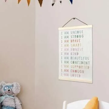 LKETW Inspirational Boho Poster Hanger Frame 12x16 Inch, Kids Room Wall Art, Nursery Wall Art with Wooden Frames, Positive Affirmations Hanging Banner Decor for Dorm Nursery Toddler Room