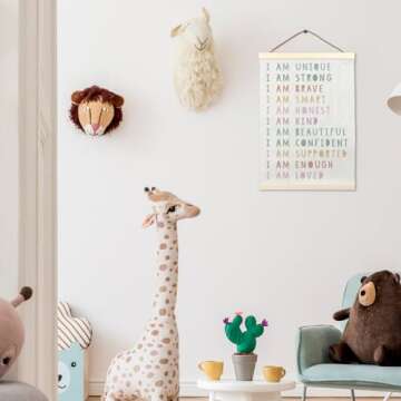 LKETW Inspirational Boho Poster Hanger Frame 12x16 Inch, Kids Room Wall Art, Nursery Wall Art with Wooden Frames, Positive Affirmations Hanging Banner Decor for Dorm Nursery Toddler Room