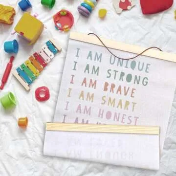 LKETW Inspirational Boho Poster Hanger Frame 12x16 Inch, Kids Room Wall Art, Nursery Wall Art with Wooden Frames, Positive Affirmations Hanging Banner Decor for Dorm Nursery Toddler Room