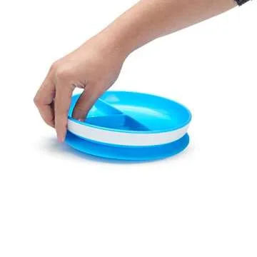 Munchkin Stay Put Divided Suction Toddler Plate Blue