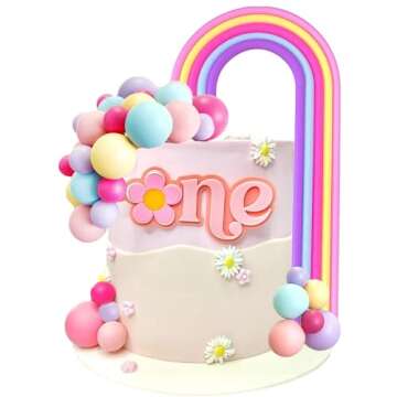 28PCS Rainbow Cake Toppers Vibrant Cake Decorations
