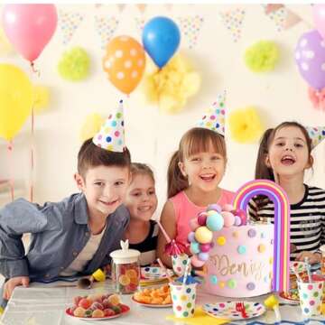 28PCS Rainbow Cake Toppers Vibrant Cake Decorations