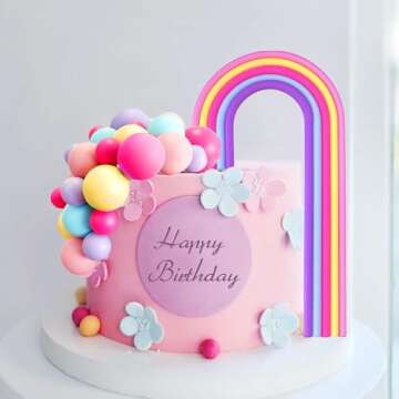 28PCS Rainbow Cake Toppers Vibrant Cake Decorations