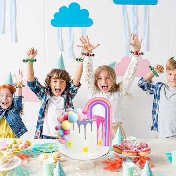 28PCS Rainbow Cake Toppers Vibrant Cake Decorations